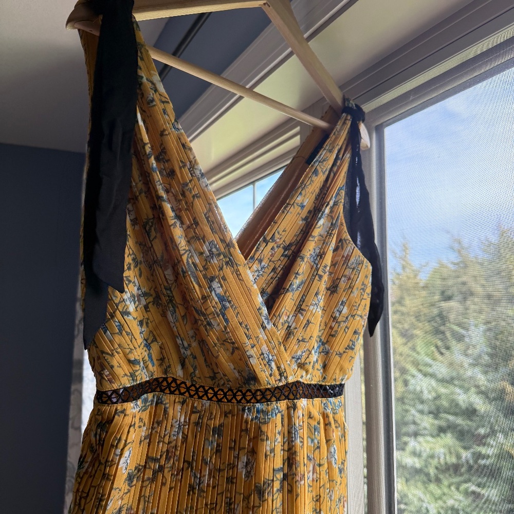 Yellow Flower Full Length Dress